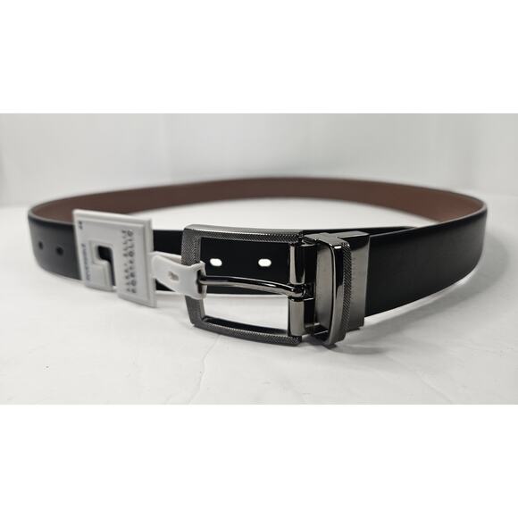 Perry Ellis Portfolio Men's Leather Reversible Belt Black Brown Size 44- NWT - Picture 1 of 6